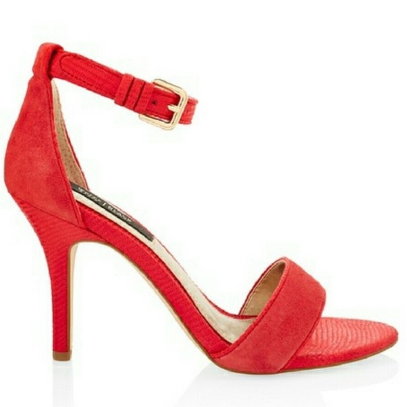 WHBM Filia Suede Ankle Strap Heels, Red, 5.5M - Picture 2 of 13